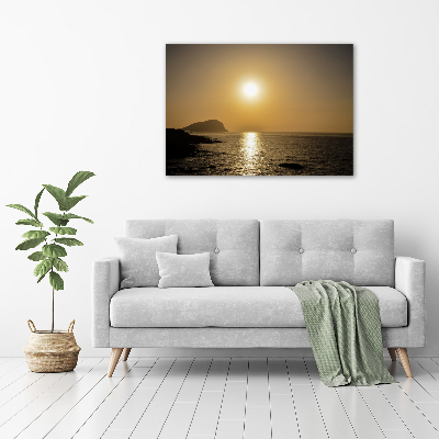 Cuadro decorativo de vidrio para salón horizontal Mar al atardecer