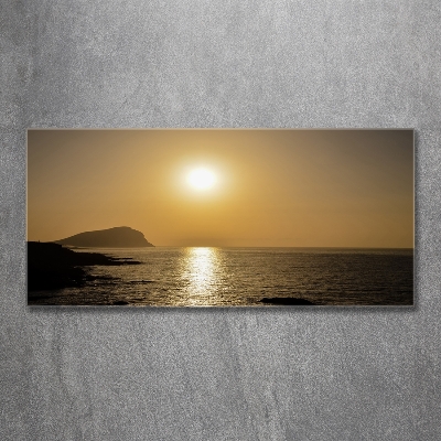 Cuadro decorativo de vidrio para salón horizontal Mar al atardecer