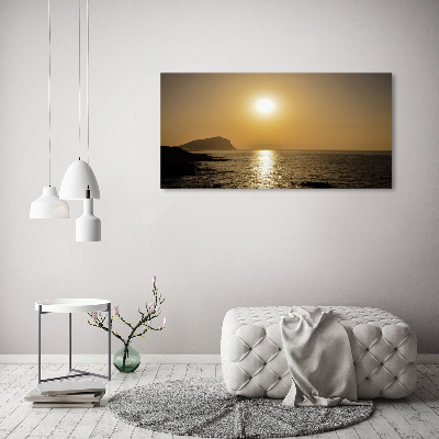 Cuadro decorativo de vidrio para salón horizontal Mar al atardecer