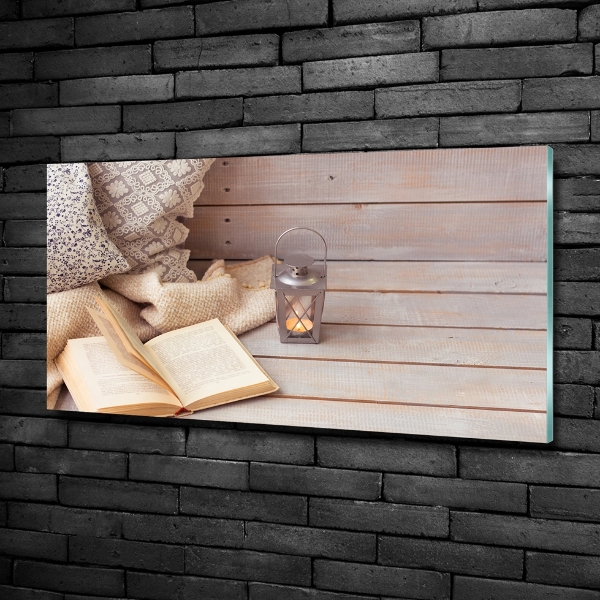 Impresión en cristal con acabado brillante horizontal Relajarse con un libro