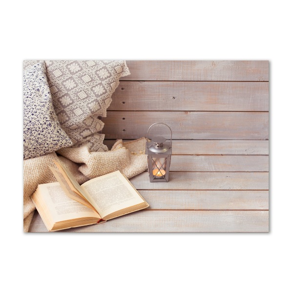 Impresión en cristal con acabado brillante horizontal Relajarse con un libro