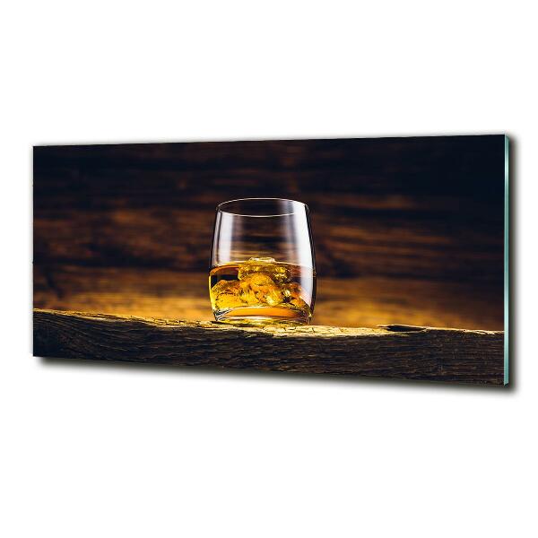 Cuadro decorativo de vidrio para salón horizontal Bourbon en un vaso