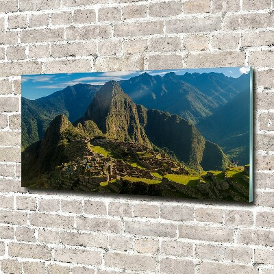 Foto en cristal de alta calidad con impresión uv horizontal Ruinas de Machu Picchu