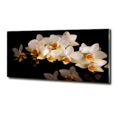 Cuadro decorativo de vidrio para salón horizontal Orquídea