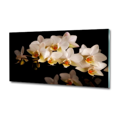 Cuadro decorativo de vidrio para salón horizontal Orquídea