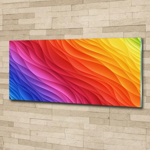 Cuadro decorativo de vidrio para salón horizontal Ondas de colores