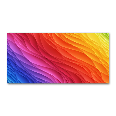 Cuadro decorativo de vidrio para salón horizontal Ondas de colores