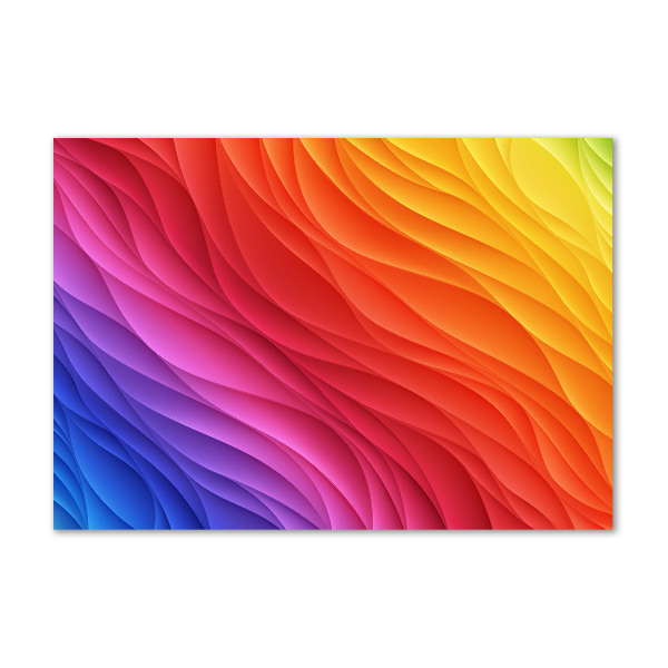 Cuadro decorativo de vidrio para salón horizontal Ondas de colores