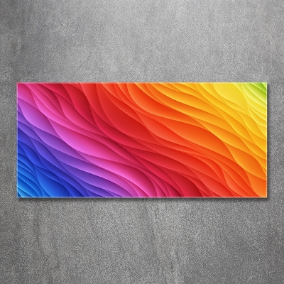 Cuadro decorativo de vidrio para salón horizontal Ondas de colores