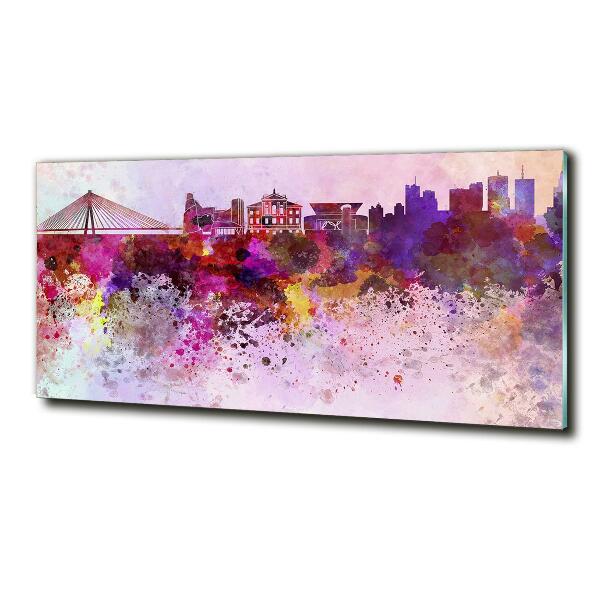Cuadro decorativo de vidrio para salón horizontal Varsovia colorida