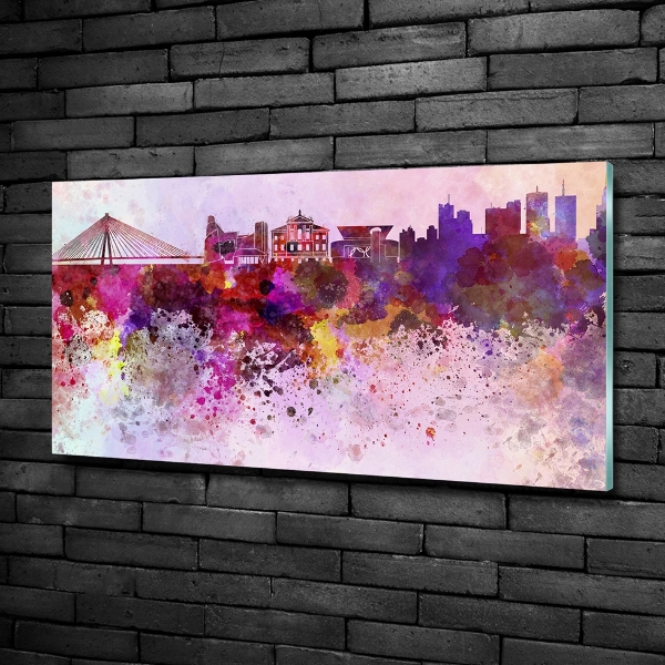 Cuadro decorativo de vidrio para salón horizontal Varsovia colorida