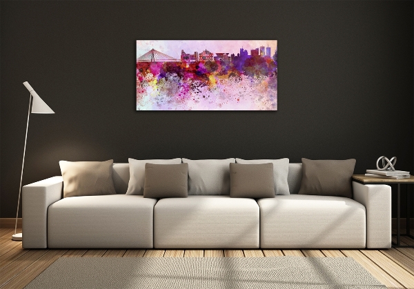Cuadro decorativo de vidrio para salón horizontal Varsovia colorida