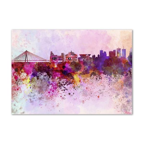 Cuadro decorativo de vidrio para salón horizontal Varsovia colorida