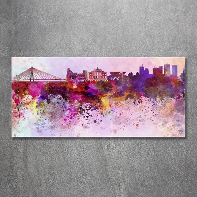 Cuadro decorativo de vidrio para salón horizontal Varsovia colorida