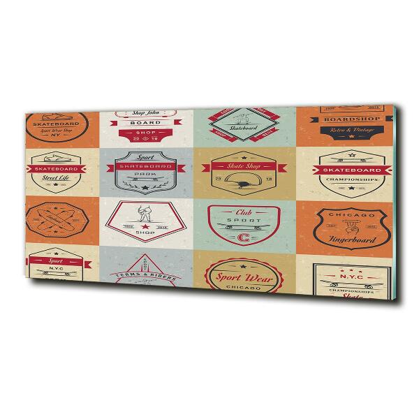 Cuadro decorativo de vidrio para salón horizontal Señales de patineta