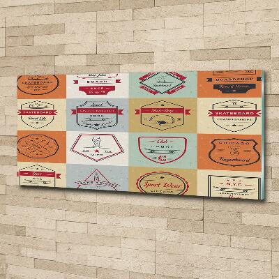 Cuadro decorativo de vidrio para salón horizontal Señales de patineta