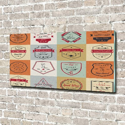 Cuadro decorativo de vidrio para salón horizontal Señales de patineta