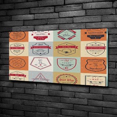 Cuadro decorativo de vidrio para salón horizontal Señales de patineta