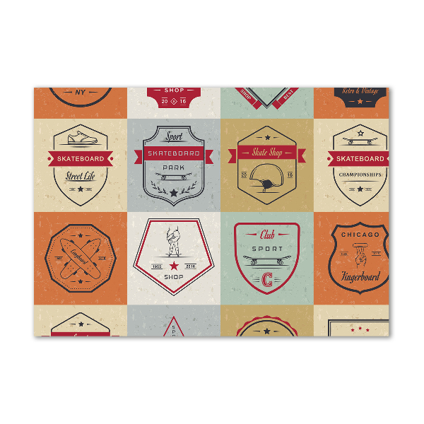 Cuadro decorativo de vidrio para salón horizontal Señales de patineta