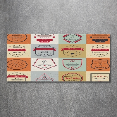 Cuadro decorativo de vidrio para salón horizontal Señales de patineta