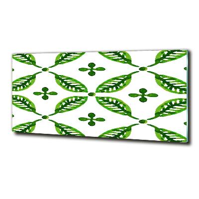 Cuadro de cristal templado moderno horizontal hojas verdes