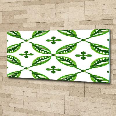 Cuadro de cristal templado moderno horizontal hojas verdes