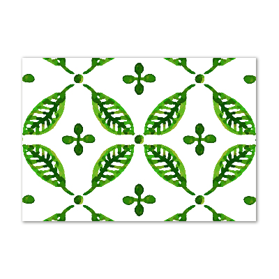 Cuadro de cristal templado moderno horizontal hojas verdes