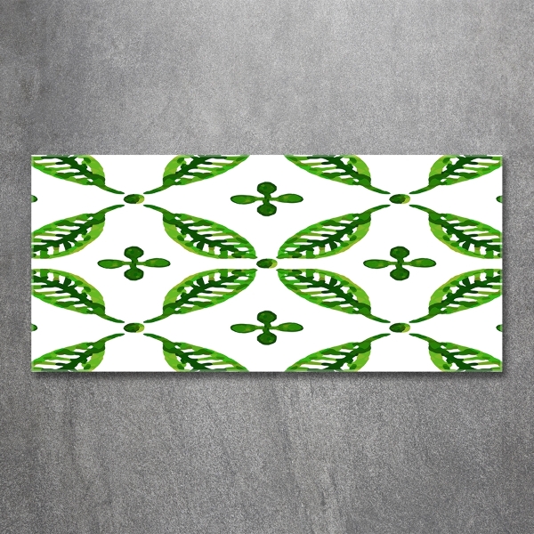 Cuadro de cristal templado moderno horizontal hojas verdes