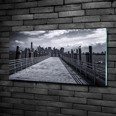 Impresión en cristal con acabado brillante horizontal Panorama de Nueva York