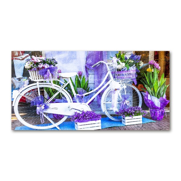 Cuadro de cristal templado moderno horizontal Bicicleta blanca