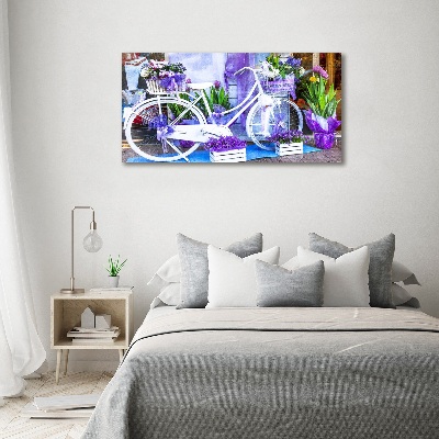 Cuadro de cristal templado moderno horizontal Bicicleta blanca