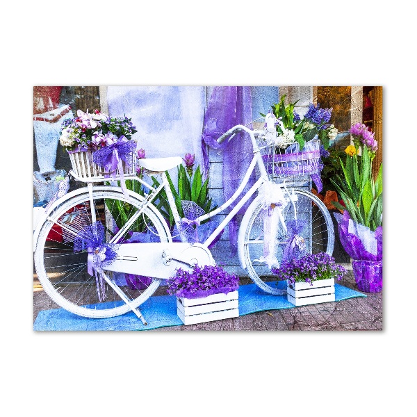 Cuadro de cristal templado moderno horizontal Bicicleta blanca
