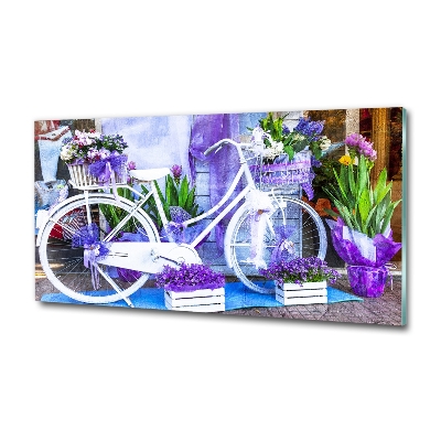 Cuadro de cristal templado moderno horizontal Bicicleta blanca