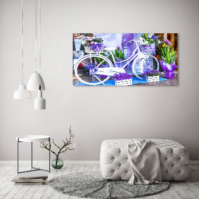 Cuadro de cristal templado moderno horizontal Bicicleta blanca