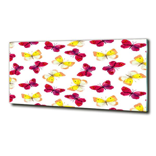 Foto en cristal de alta calidad con impresión uv horizontal Mariposas y flores