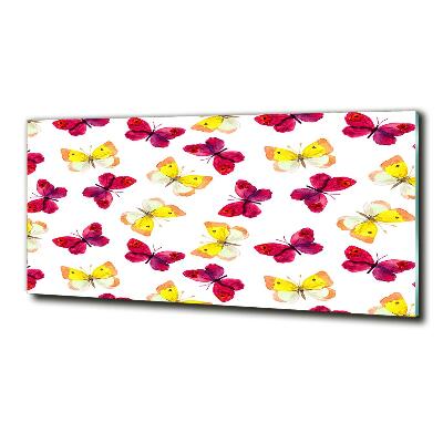 Foto en cristal de alta calidad con impresión uv horizontal Mariposas y flores