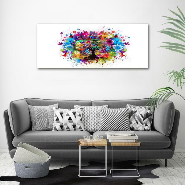 Cuadro de cristal templado moderno horizontal Árbol colorido