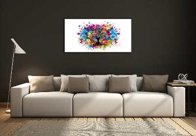 Cuadro de cristal templado moderno horizontal Árbol colorido