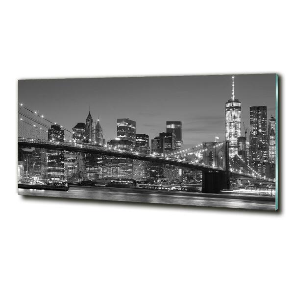 Cuadro decorativo de vidrio para salón horizontal Manhattan de noche