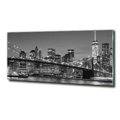 Cuadro decorativo de vidrio para salón horizontal Manhattan de noche
