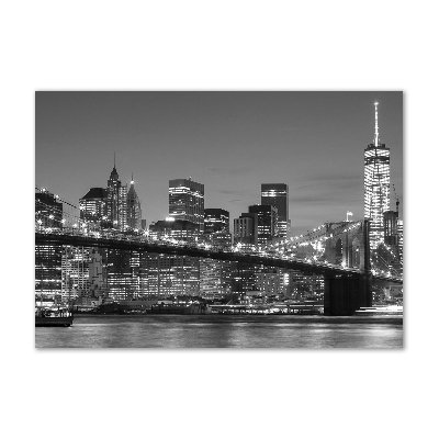 Cuadro decorativo de vidrio para salón horizontal Manhattan de noche