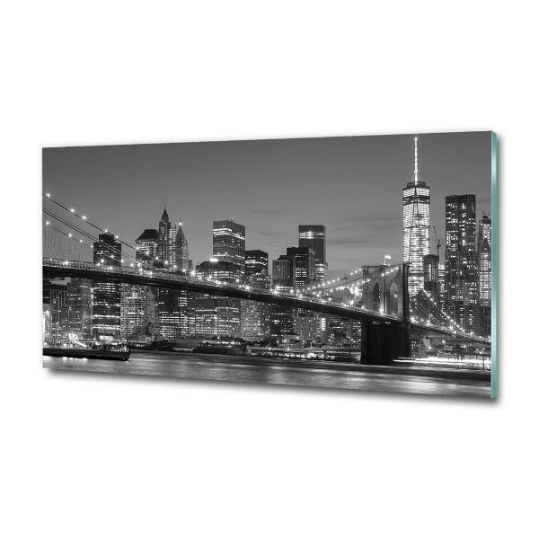 Cuadro decorativo de vidrio para salón horizontal Manhattan de noche