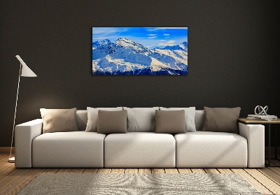 Foto en cristal de alta calidad con impresión uv horizontal Los Alpes en invierno