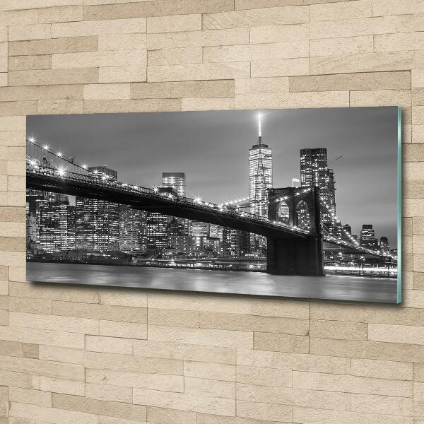 Cuadro de cristal templado moderno horizontal Nueva York de noche