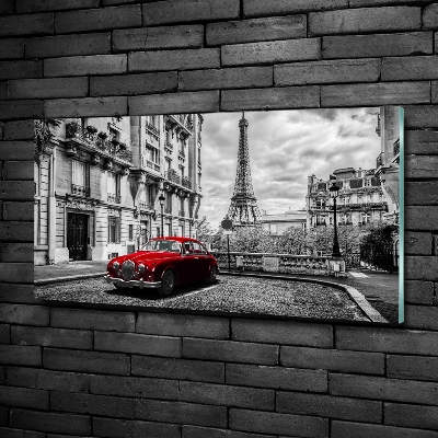 Cuadro decorativo de vidrio para salón horizontal Limusina roja