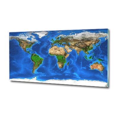Impresión en cristal con acabado brillante horizontal Mapa del mundo