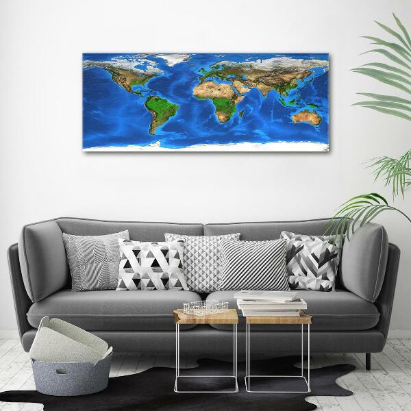 Impresión en cristal con acabado brillante horizontal Mapa del mundo
