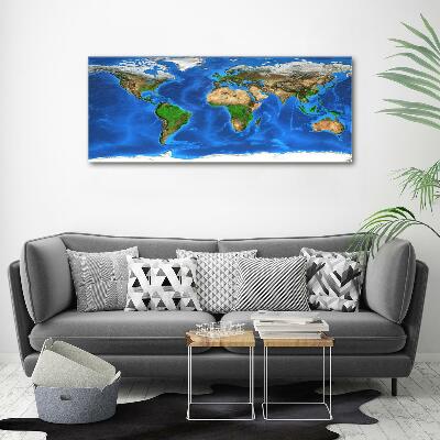 Impresión en cristal con acabado brillante horizontal Mapa del mundo