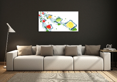 Impresión en cristal con acabado brillante horizontal Cubos de fruta