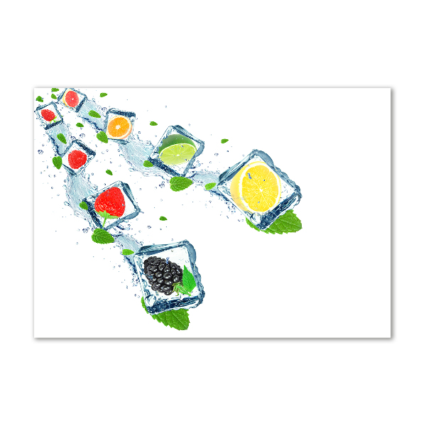 Impresión en cristal con acabado brillante horizontal Cubos de fruta